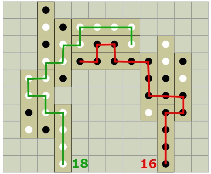winning line of connected dots